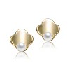 Guili 14k Yellow Gold Clover Pearl Stud Earrings, Timeless Classic Design, Elegant Chic for Everyday Grace and Joyful Lucky Celebrations - 2 of 3