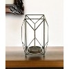 HomeRoots 12" Gold Distressed Geometric Iron And Glass Floor Hurricane Candle Holder - 2 of 4