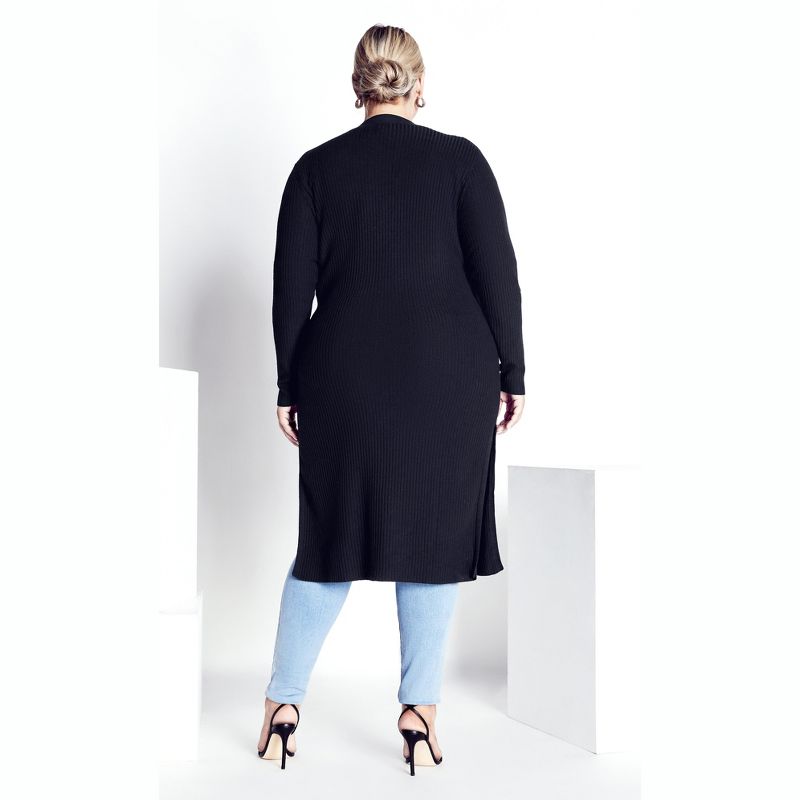 Women's Plus Size Button Knit Cardigan - black | AVENUE, 2 of 6