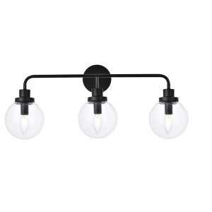 Elegant Lighting Hanson 3 lights bath sconce in black with clear shade - 1 of 4
