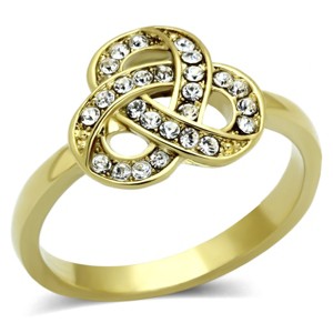 Slickblue Gold Ion Plated Stainless Steel Ring with Clear Crystals, Infinity Knot Design, Women’s Ring, Size 5-10 - 1 of 4