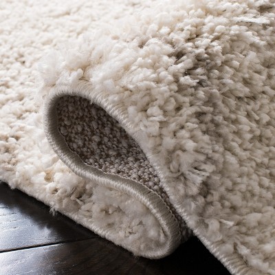 Ivory and Beige Moroccan Shag Square Area Rug