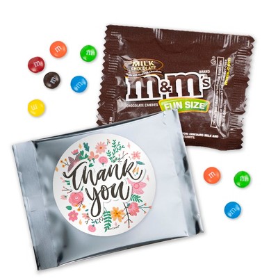 12 Pcs Floral Thank You Candy M&M's Party Favor Packs - Milk Chocolate by Just Candy