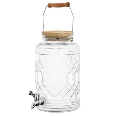 Le'raze Square Glass Drink Dispenser - Stainless Steel Spigot +