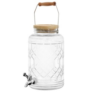 Gibson Home 0.95 Gallon Duval Glass Beverage Dispenser with Wooden Lid and Handle - 1 of 4
