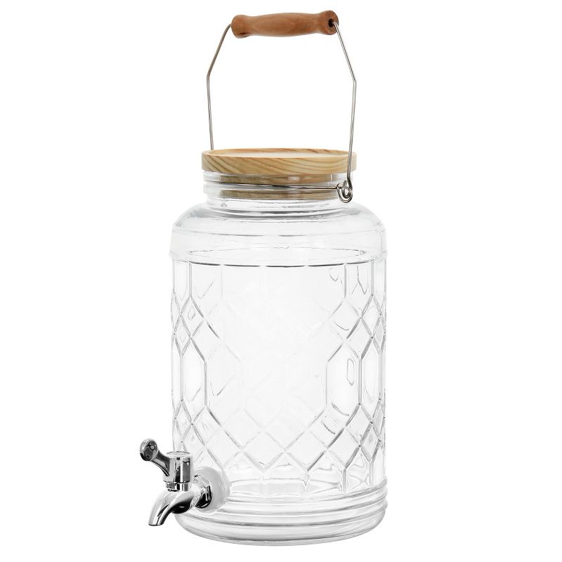 Gibson Home 0.95 Gallon Duval Glass Beverage Dispenser with Wooden Lid and Handle, 1 of 8