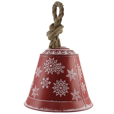 Christmas 8.0" Snowflake Bell 8 Inch Jute Hanger Metal  -  Decorative Figurines