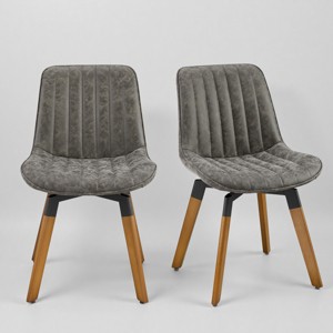 Art Leon Mid-century Modern Faux Leather Swivel Dining Chair, Set of 2 - 1 of 4