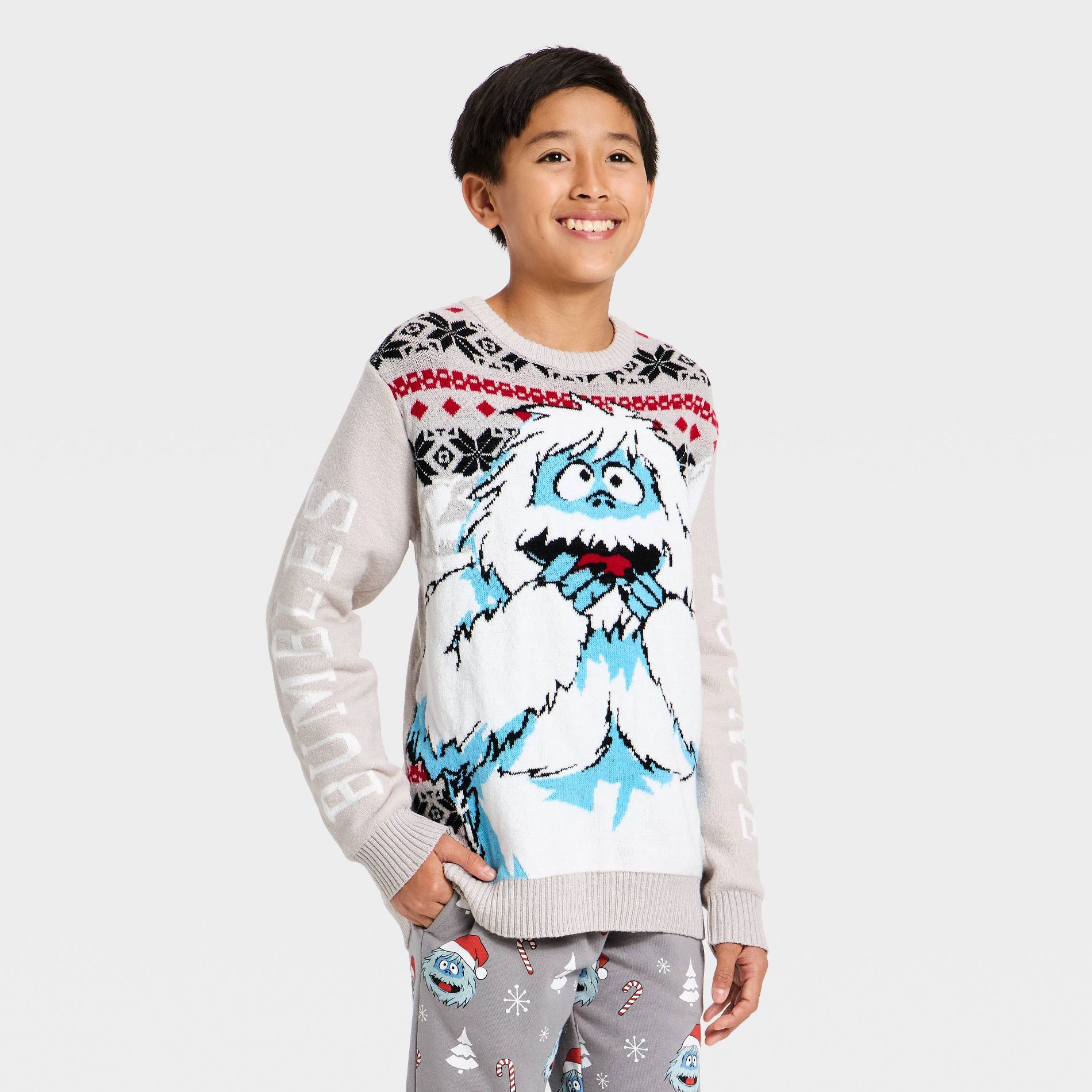 Boys' Bumble the Abominable Snowman Holiday Knit Sweater - Gray M