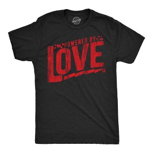Mens Powered By Love Funny T Shirts Cute Valentines Day Graphic Tee For Men - Crazy Dog Men's T Shirt - 1 of 4