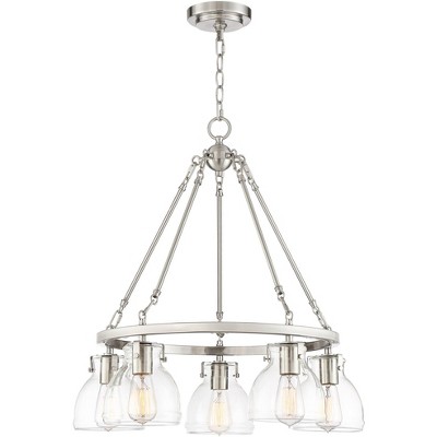 Possini Euro Design Brushed Nickel Wagon Wheel Pendant Chandelier 24 ...