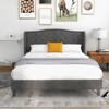Infans Queen Upholstered Platform Bed Frame W/ Button Tufted Headboard Noise-free - 4 of 4