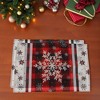 Unique Bargains Christmas Place Mats Plaid Big Snowflake Flax Red White Green 11.8"x17.7" 2 Pcs - 2 of 4