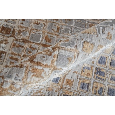 Laina Gray and Tan Abstract Synthetic Runner Rug