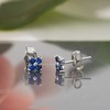 Jewelry Avalanche Women's 14K Gold 0.24ctw Blue Sapphire 4-Stone Stud Earrings Push Back - 3 of 4