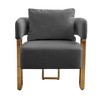 Modern Decorative 2PC Teddy Fleece Upholstered Side Chairs with Gold Metal Legs, Ergonomic Cushion, No Wheels, Suitable for Living Room - 4 of 4