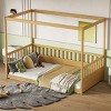 1pc Twin Canopy Floor Bed, Solid Wood Montessori Frame, With Guardrails for Kids Bedroom Safety - Baofuwish - 2 of 4