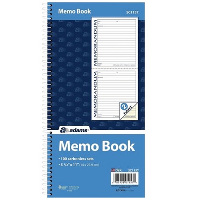 Adams Memo Message Pad 5.5 x 11 Ruled White SC1157