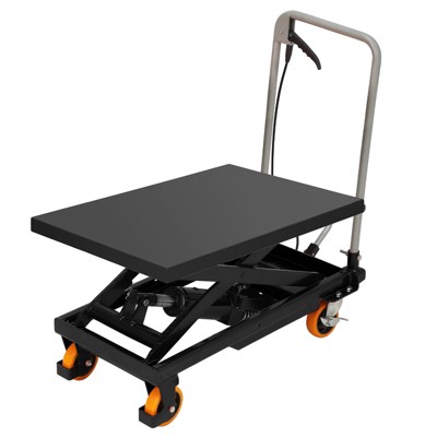 Hydraulic Lift Table Cart, 500 LBS Capacity, Manual Single Scissor Lift Table, 28.5" Max Height, Adjustable Mobile Elevating Cart