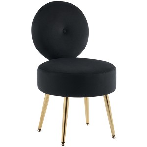 Furniliving Velvet Vanity Stool with Back Makeup Chair with Metal Legs, Living Room/Dressing Room/Bedroom - 1 of 4