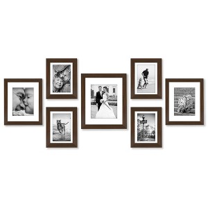 Americanflat Set of 7 Picture Frames with Shatter-Resistant Glass - Frame Set with One 11x14, Two 8x10 and Four 5x7 Frames - Signature - Walnut - 1 of 4