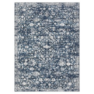 Washable Indoor Vintage Floral Print Area Rugs, Soft Non Slip Low Pile Floor Carpet for Home Office - 1 of 4