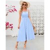 Clearlove Women's Casual Summer Midi Dress Spaghetti Strap Button Down Sleeveless A-Line Beach Swing Sundress - 3 of 4