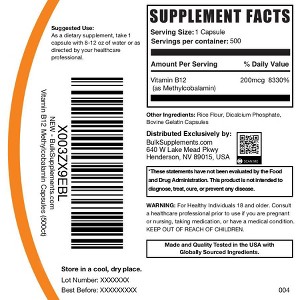BulkSupplements Vitamin B12 (1% Methylcobalamin) Capsules - 1 of 4