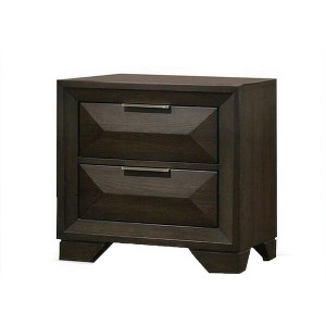 Royal Hampton Nightstand, 2 Bevel Drawers, Nickel Handles, Espresso Brown Wood - 1 of 1