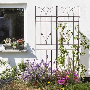 MAYEERTY 2 Pack Metal Garden Trellis 71 x 17.7 Inch Rustproof Climbing Plants Support Brown Outdoor Flower - 1 of 4