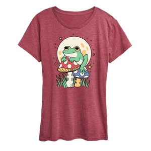 Women's - Instant Message - Frog And Mushrooms Short Sleeve Graphic T-Shirt - 1 of 4