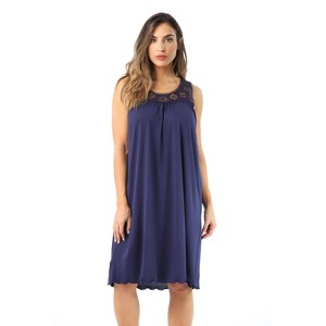 Dreamcrest Women's Silky Soft Nightgown - Elegant Crochet Trim Sleep Dress for Comfortable Nights - 1 of 4