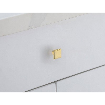 Elegant Brushed Gold Square Knobs with Mounting Hardware, Set of 10