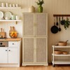 Pantry Cabinet, Kitchen Storage Cabinets with Doors and Shelves, 72" Tall Farmhouse Rattan Pantries with Drawers for Dining Room, Living Room - 3 of 4