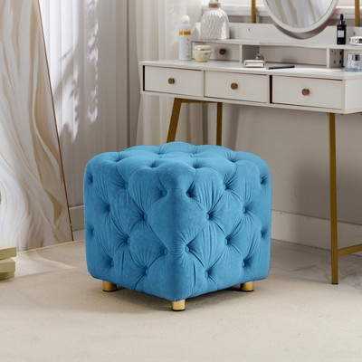 Blue velvet store ottoman target