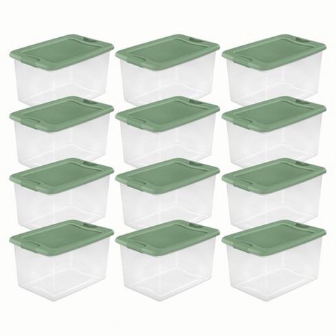 Sterilite 18 Gal Storage Tote, Stackable Bin With Lid, Plastic Container To  Organize Clothes In Closet, Basement, Crisp Green Base And Lid, 16-pack :  Target