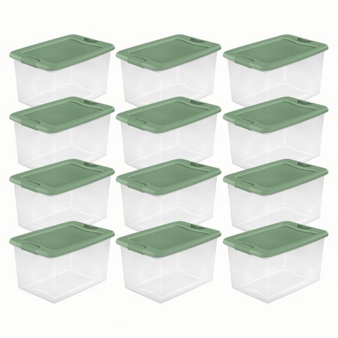 Sterilite 18 Gal Storage Tote, Stackable Bin With Lid, Plastic Container To  Organize Clothes In Closet, Basement, Crisp Green Base And Lid, 8-pack :  Target