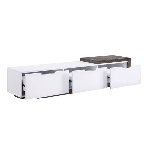 95" Orion Tv Stand: High Gloss, Rustic Oak, 3 Drawers, Extendable - Acme Furniture - 1 of 4