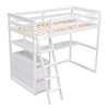 PAGED Twin Size Loft Bed Wooden Bed Frame with Desk, Shelves, 2 Drawers and Inclined Ladder for Bedroom - 3 of 4