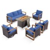 Buenhomino 8 Piece Patio Furniture Set with 41" Fire Pit Table Wicker Rattan Patio Sectional Sofa Set Outdoor Seating Furniture with Thickened Cushion - 2 of 4