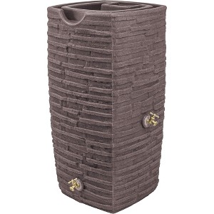 Good Ideas Impressions Riverwalk 50-Gallon Faux Slate Surface Dual Spigot Locations Rain Barrel w/2 Brass Spigots & Screen, Red Brick - 1 of 4