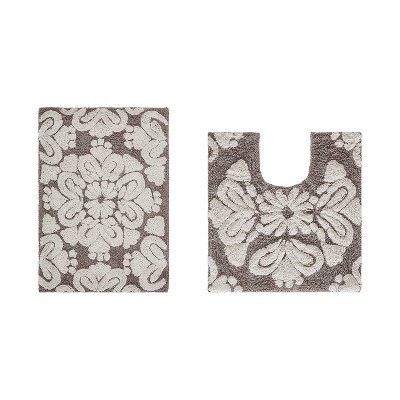 Medallion Collection 2 Piece 100% Cotton Tufted Bathroom Rug Set  with Non-Slip Backing, Machine Washable, Tumble Dry Bath Mat