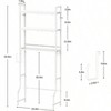 Over Toilet Storage 3 Tier Bathroom Organizer White Wooden Space Saver Above Toilet Restroom Laundry Rack Freestanding - 3 of 4