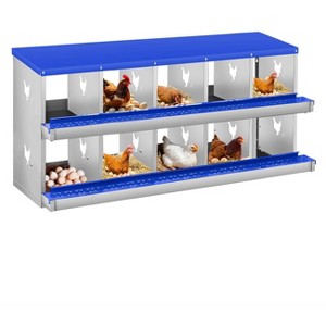 Chicken Nesting Boxes, Two-Tier Metal Chicken Egg Laying Box,Large Vented Holes for Egg Collection - 1 of 4