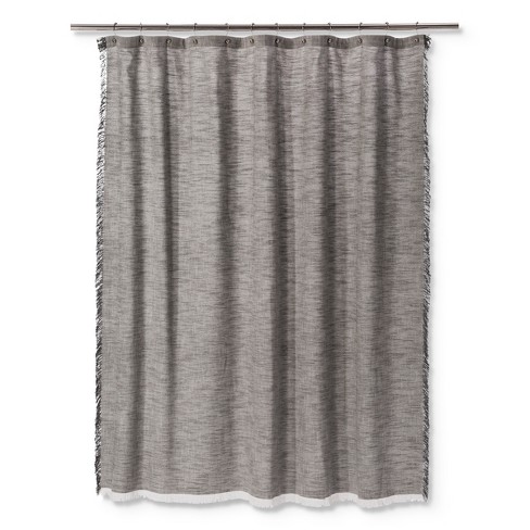 Woven Fringe Shower Curtain Gray Threshold Target