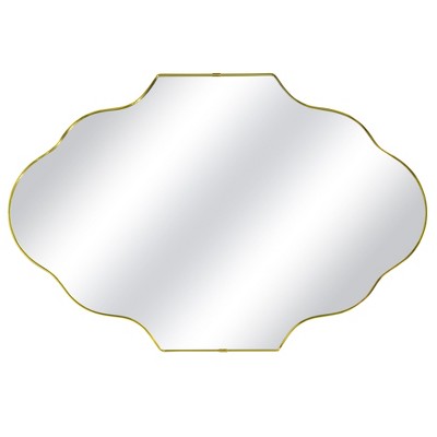 Beautyolove 23 in. W x 37 in. H Scalloped Gold Decorative Wall Mirror