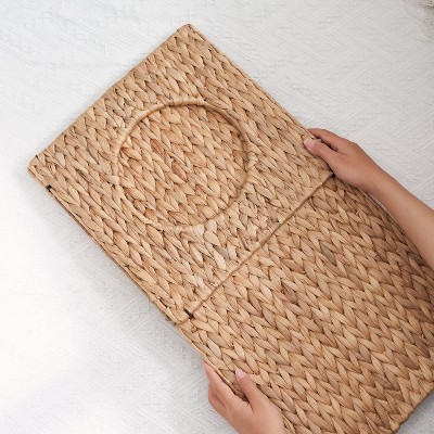Natural Brown Water Hyacinth Woven Square Cat Bed Cave
