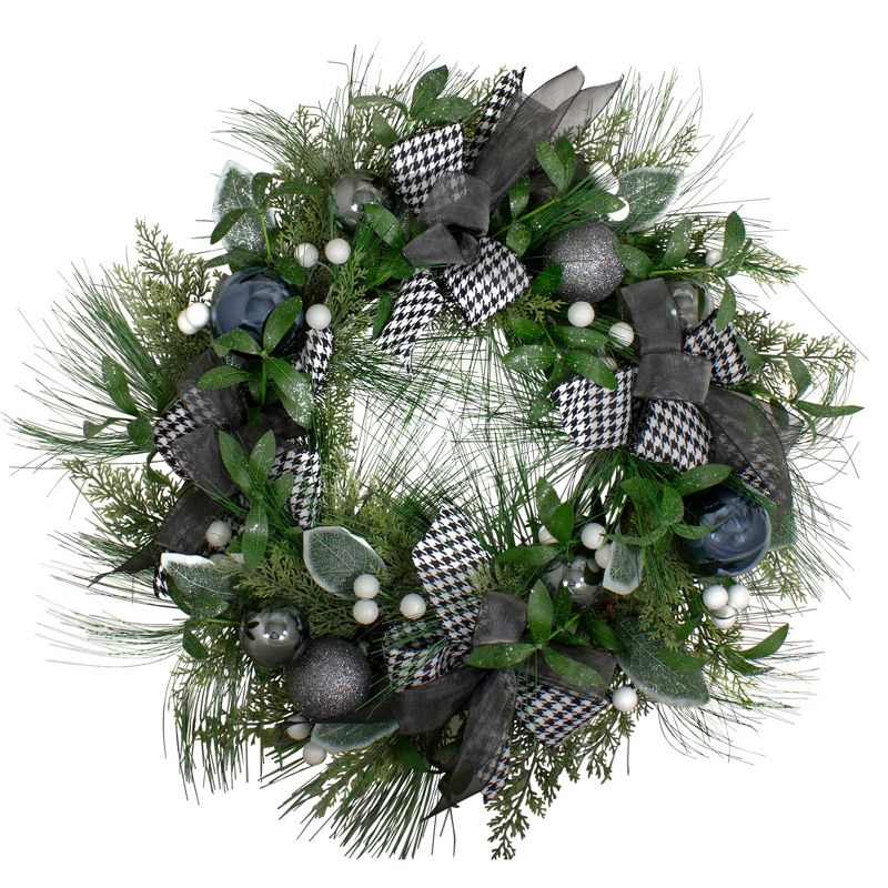 Northlight Real Touch™ Winter Foliage and Berries Artificial Christmas Wreath - 24" - Unlit, 1 of 7