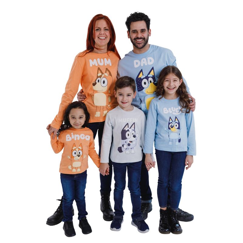 Bluey Bingo Chilli Mom Bandit Dad Long Sleeve Matching Family T-Shirt Toddler to Adult, 1 of 9