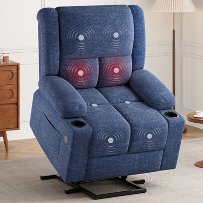 Grungis Power Lift Sofa Chair with USB Ports,Massage and Heat,Adjustable Sofa with Cup Holders,Recliner Single Couch for Elderly People